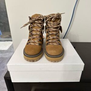 See By Chloe Brown Suede Lace-Up Boots